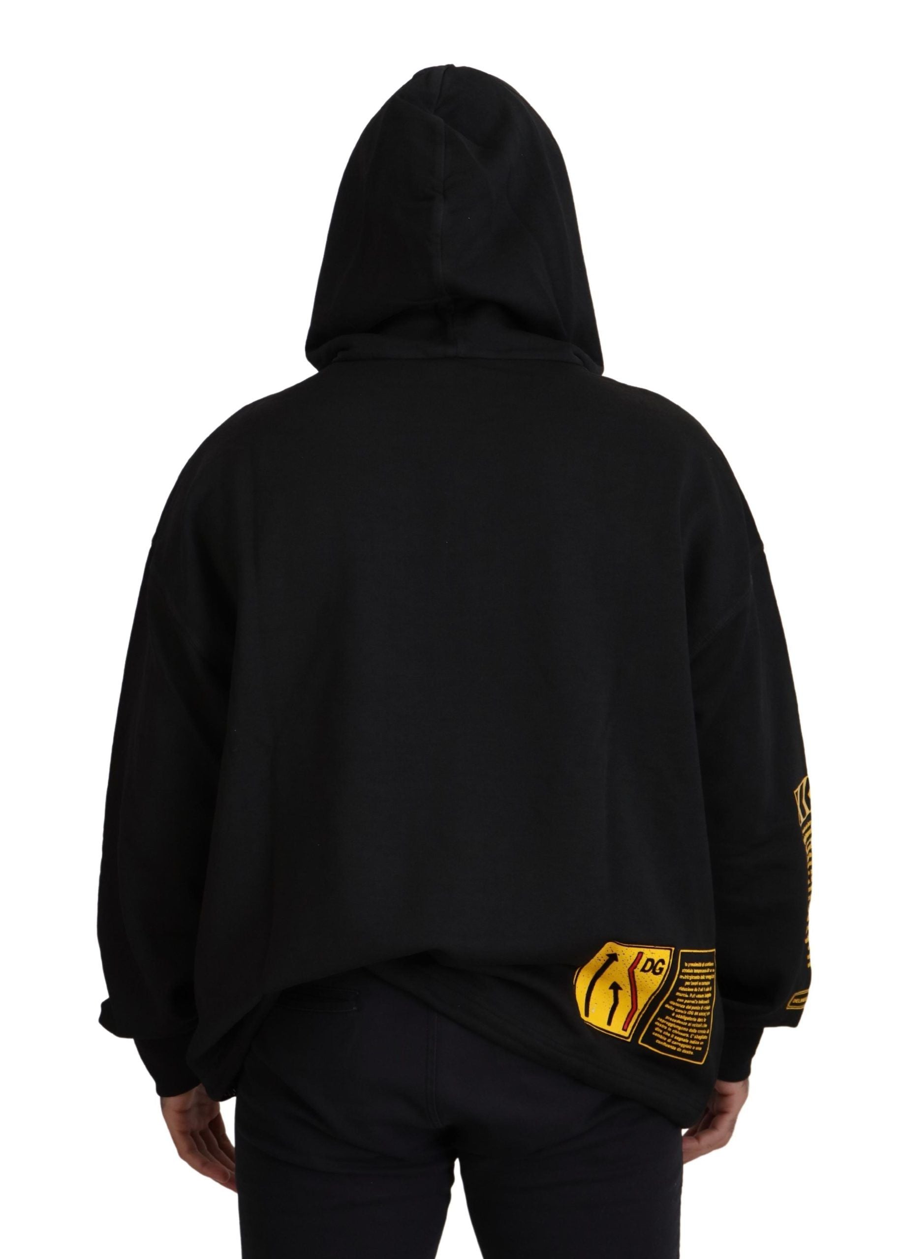 Dolce &amp; Gabbana Eleganter schwarzer Kapuzenpullover aus Baumwolle