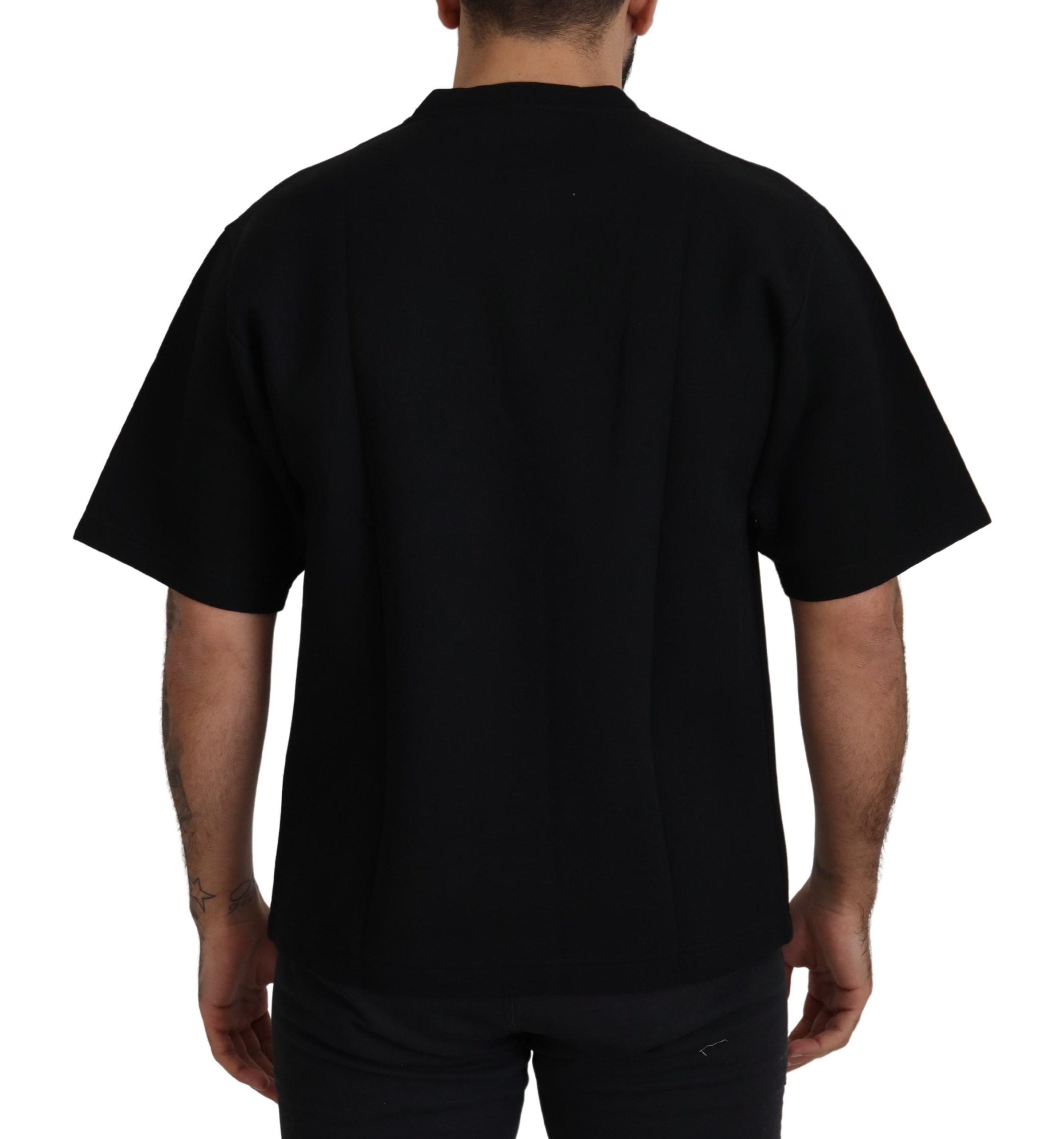 Dolce &amp; Gabbana – Elegantes schwarzes T-Shirt mit Rundhalsausschnitt aus Baumwollmischung