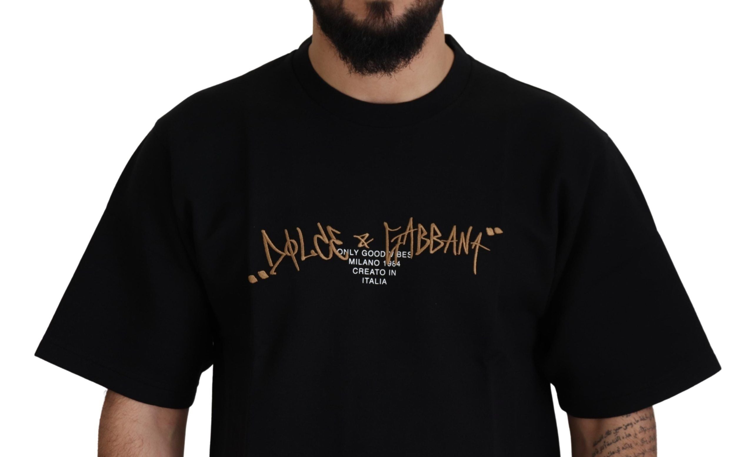 Dolce &amp; Gabbana – Elegantes schwarzes T-Shirt mit Rundhalsausschnitt aus Baumwollmischung