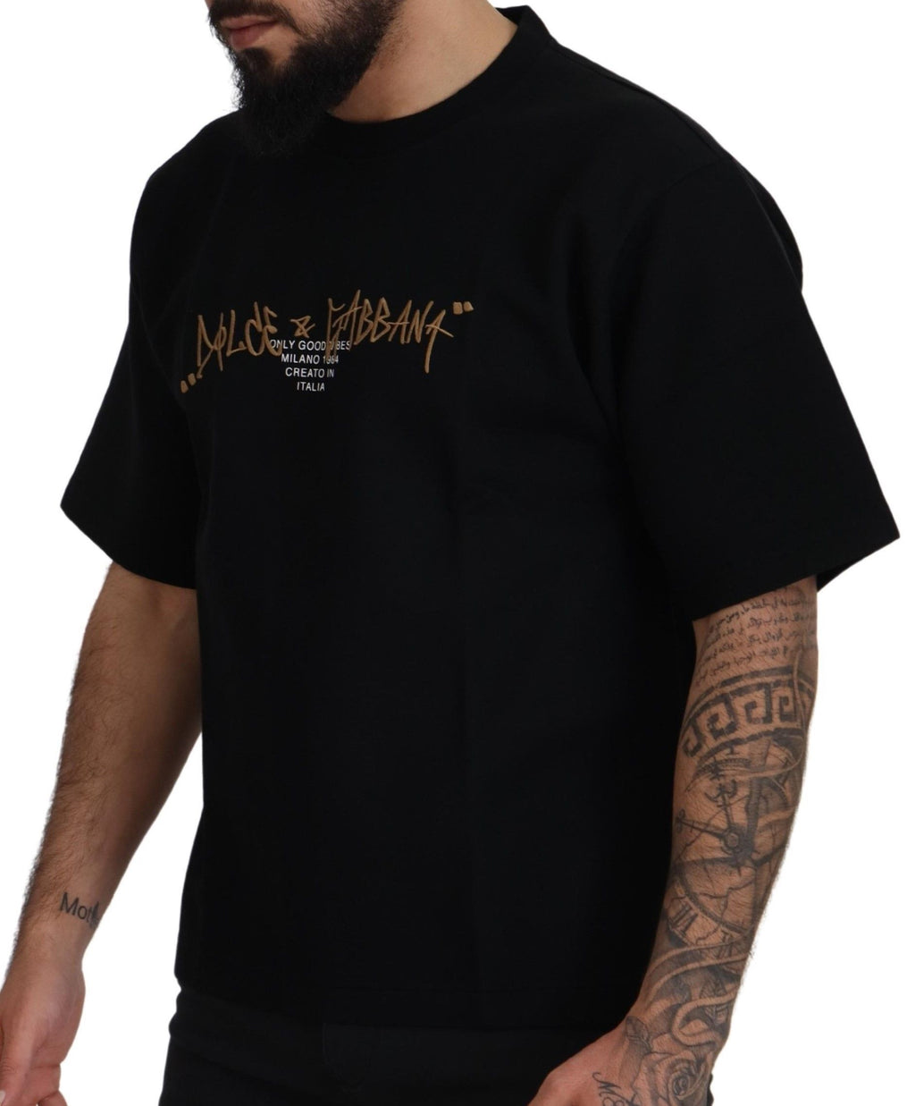 Dolce &amp; Gabbana – Elegantes schwarzes T-Shirt mit Rundhalsausschnitt aus Baumwollmischung