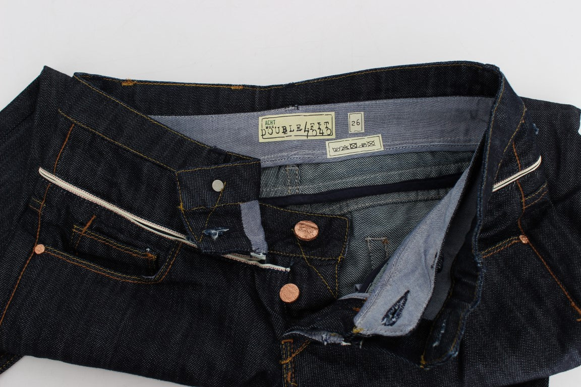 Acht Elegante Straight Leg Dunkelblaue Jeans