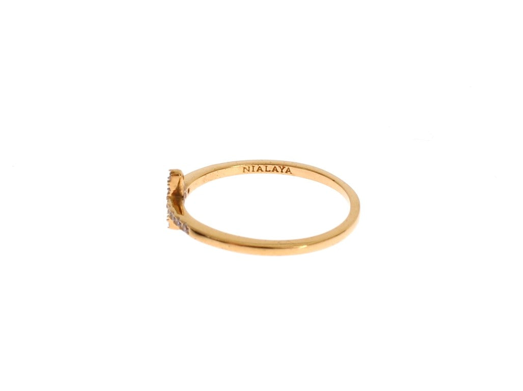 Nialaya Chic Handgefertigter goldener CZ-Kristallring