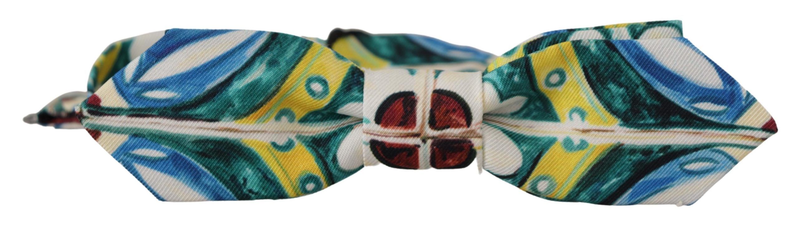 Dolce &amp; Gabbana Elegante Fliege aus Seide mit Majolika-Print