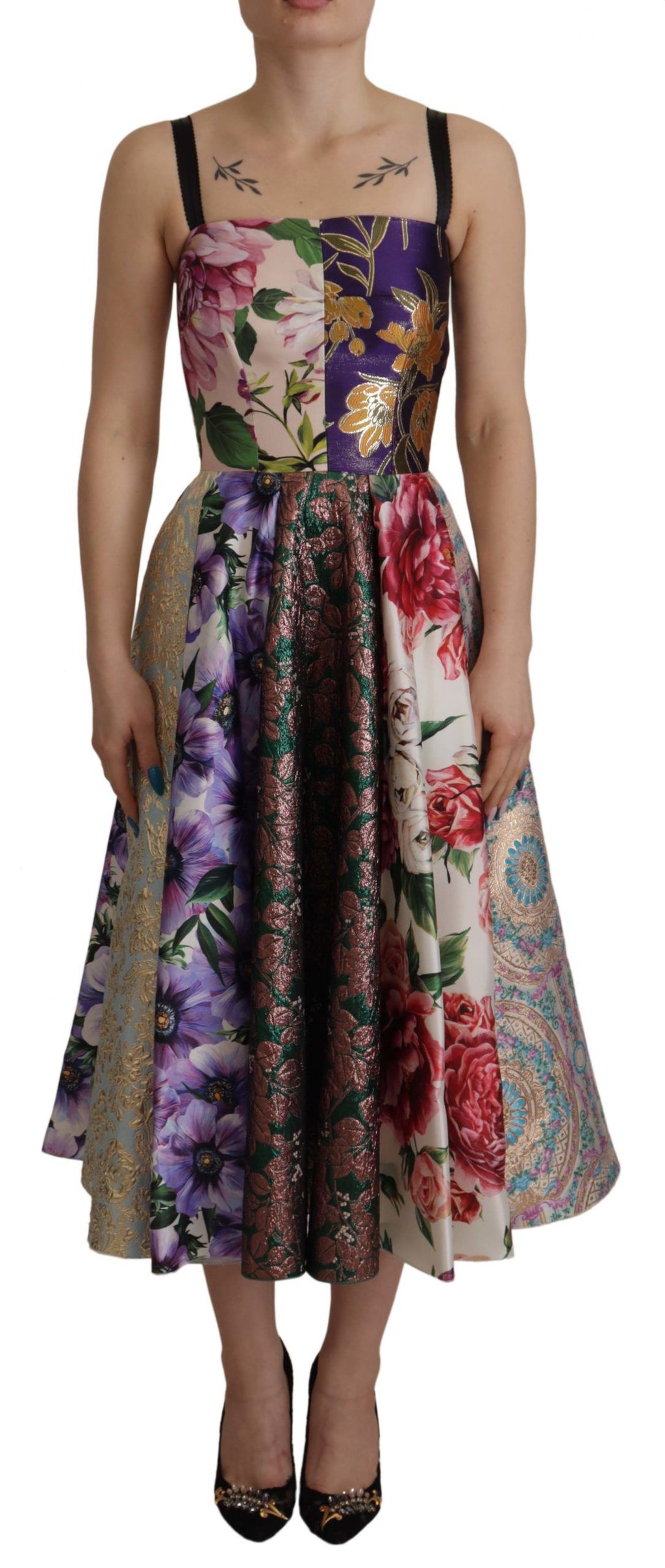 Robe en soie mélangée patchwork élégante Dolce &amp; Gabbana