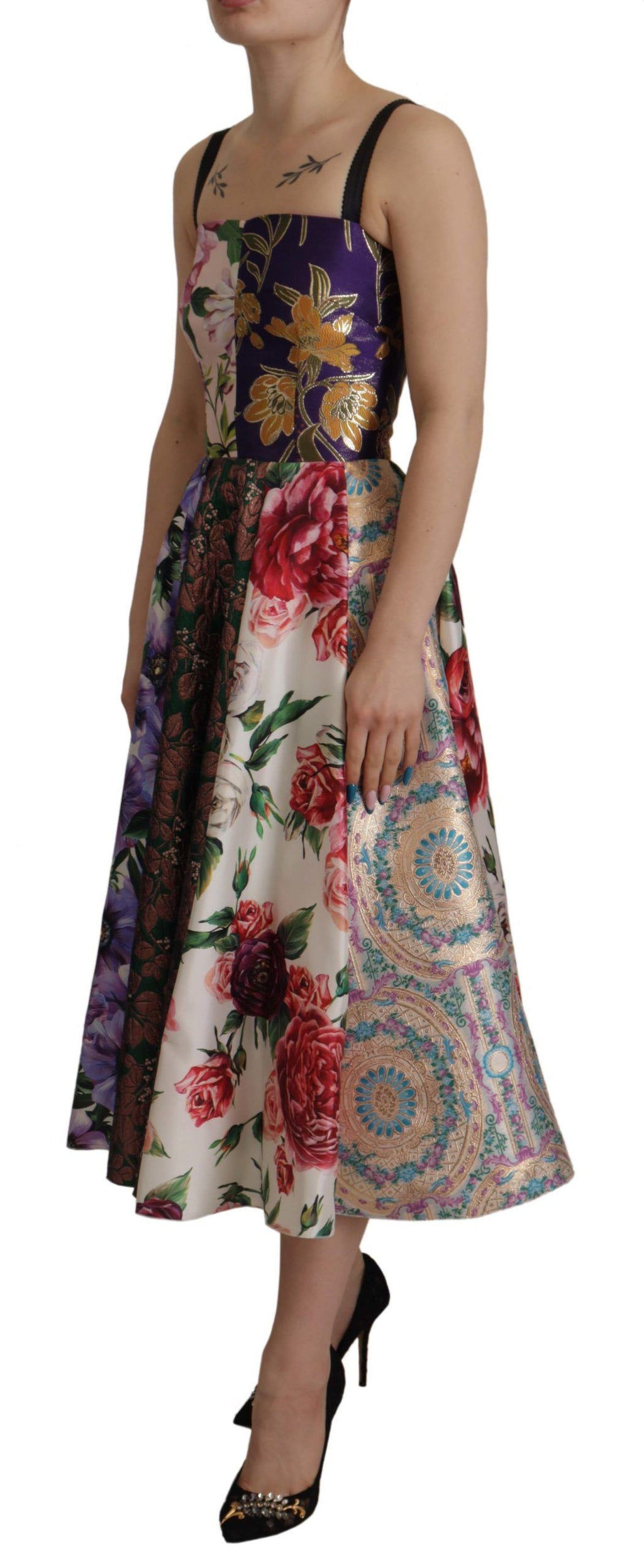 Robe en soie mélangée patchwork élégante Dolce &amp; Gabbana