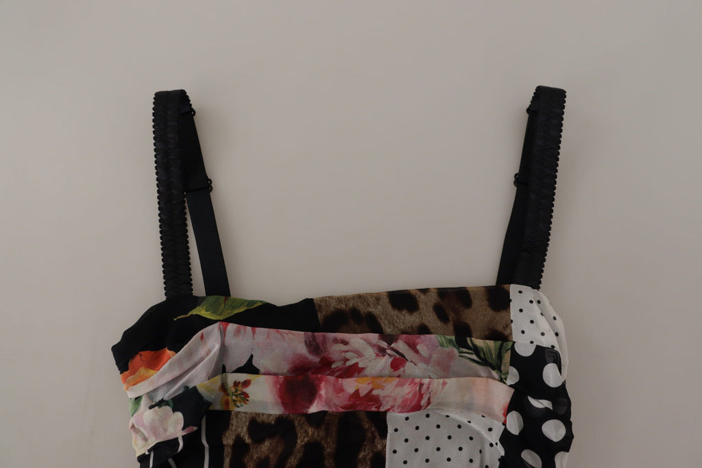 Robe midi patchwork élégante en soie mélangée Dolce &amp; Gabbana