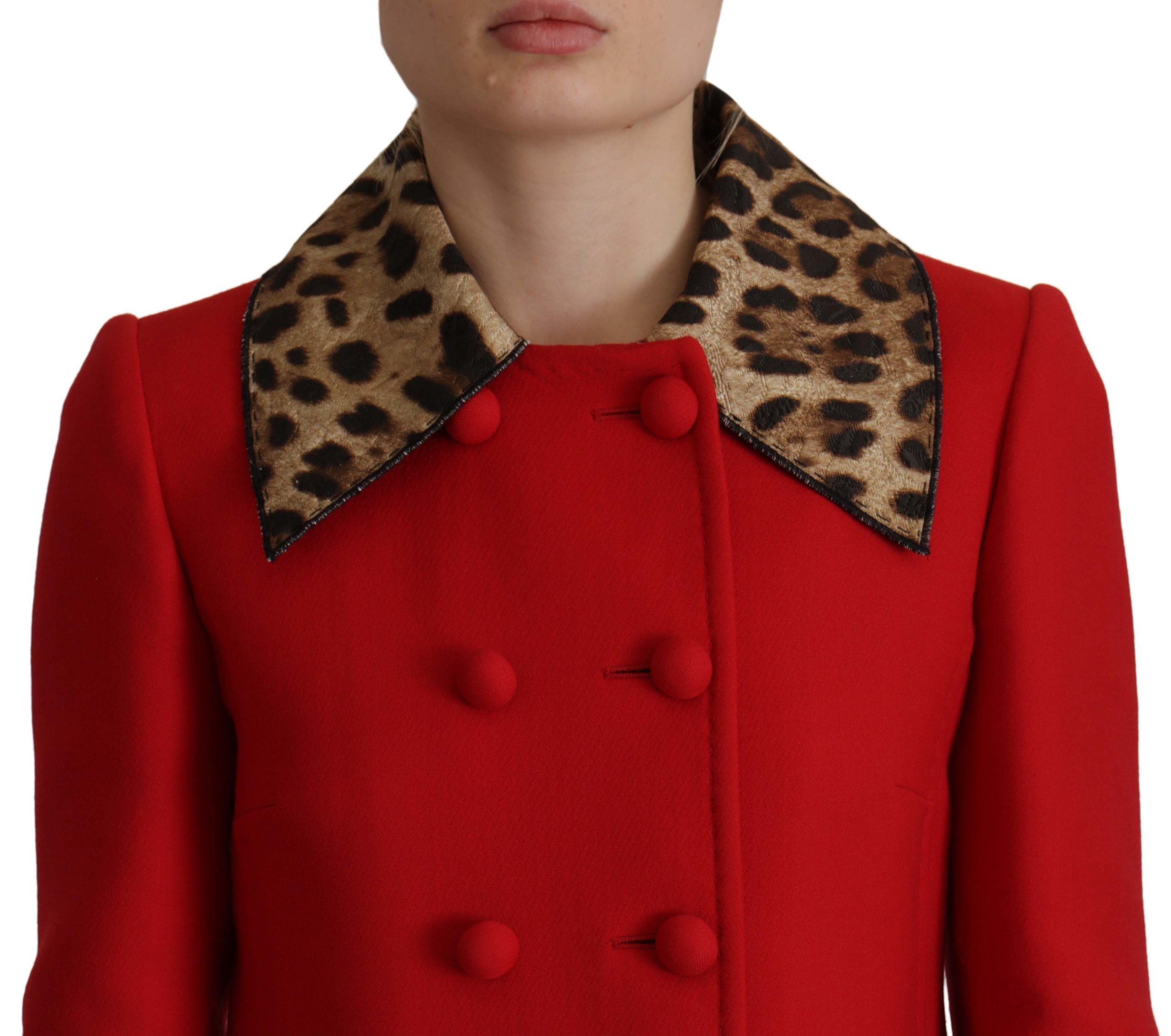 Dolce &amp; Gabbana Eleganter roter Trenchcoat mit Leopardenmuster