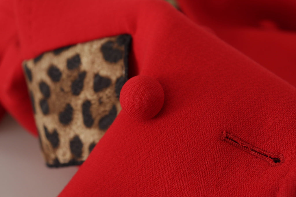 Dolce &amp; Gabbana Eleganter roter Trenchcoat mit Leopardenmuster
