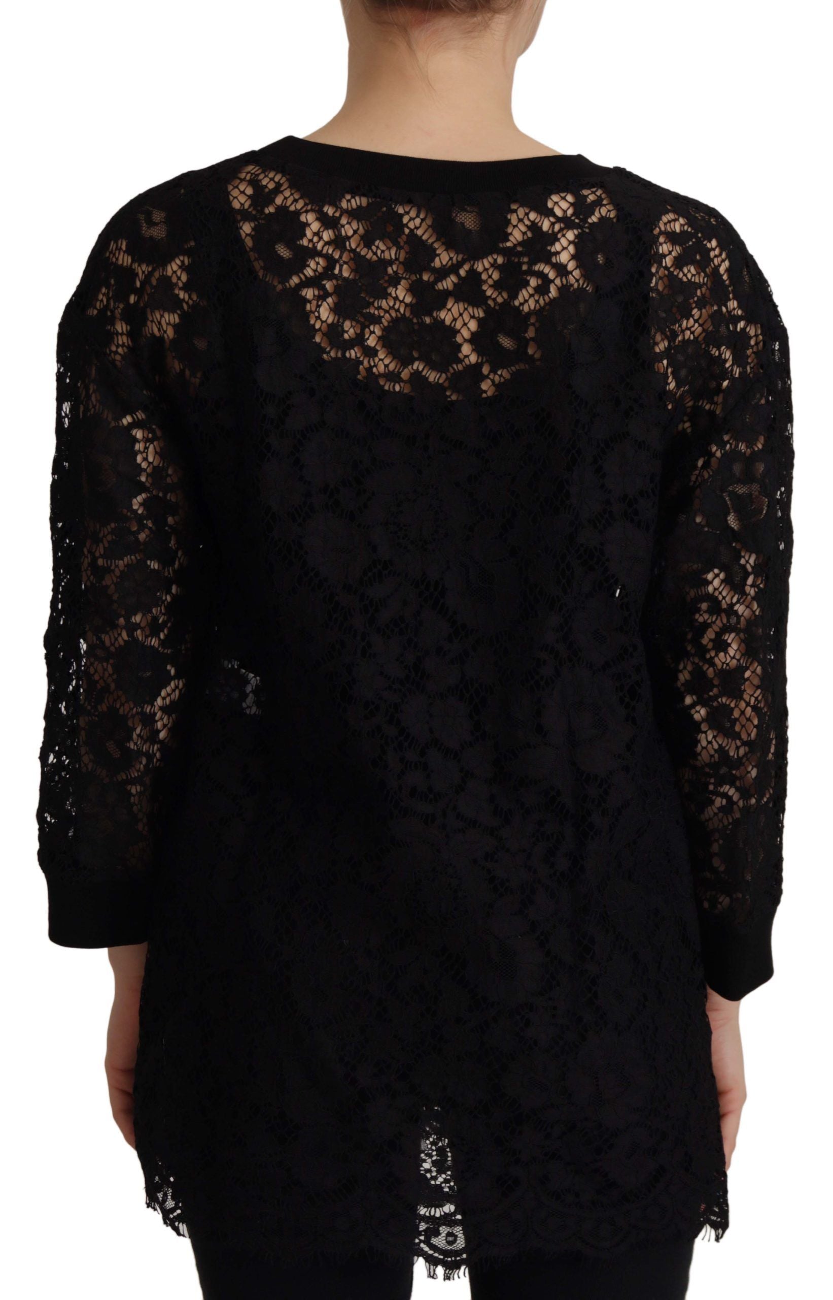 Dolce &amp; Gabbana Elegantes schwarzes Langarm-Bluse-Top