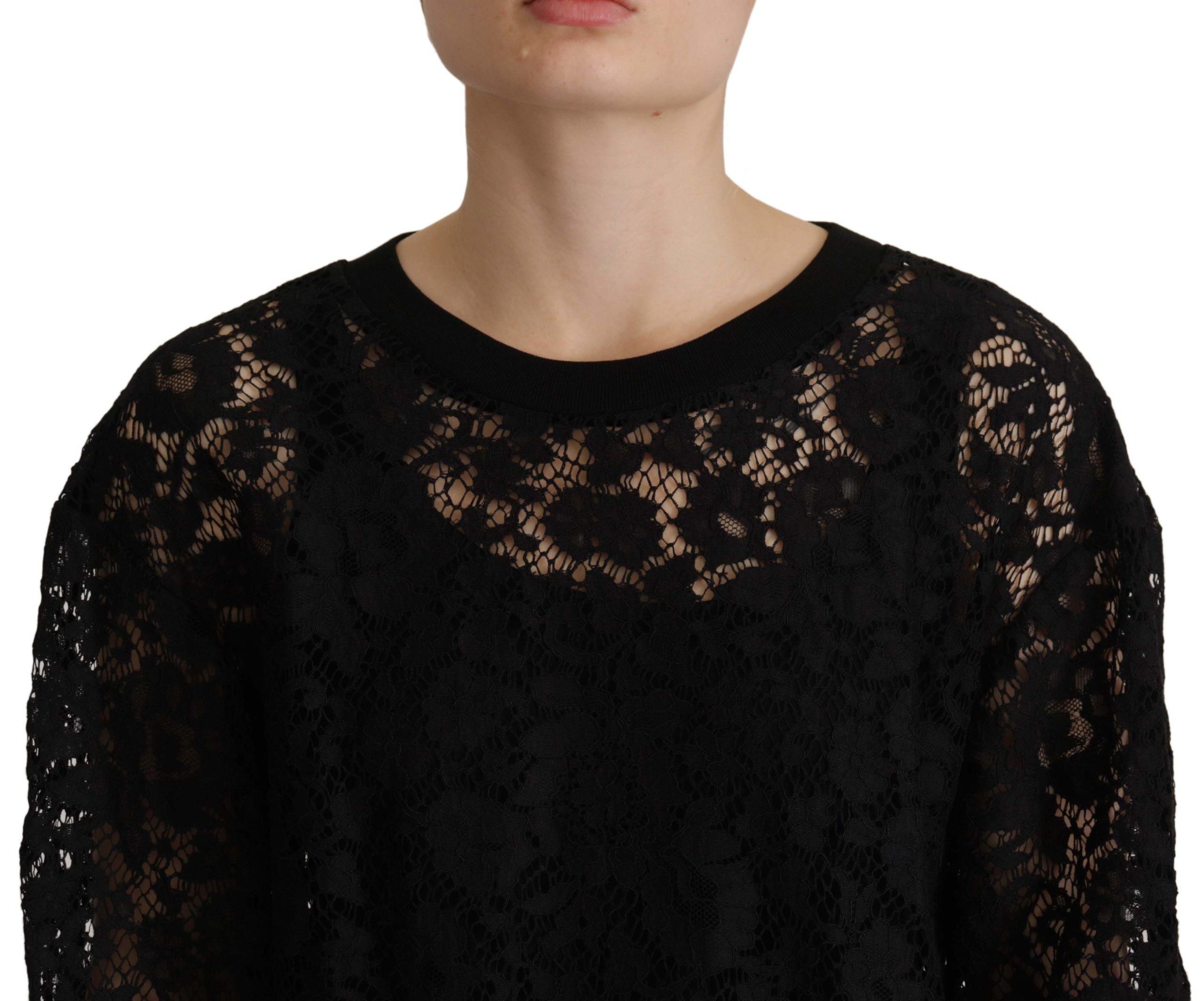 Dolce &amp; Gabbana Elegantes schwarzes Langarm-Bluse-Top