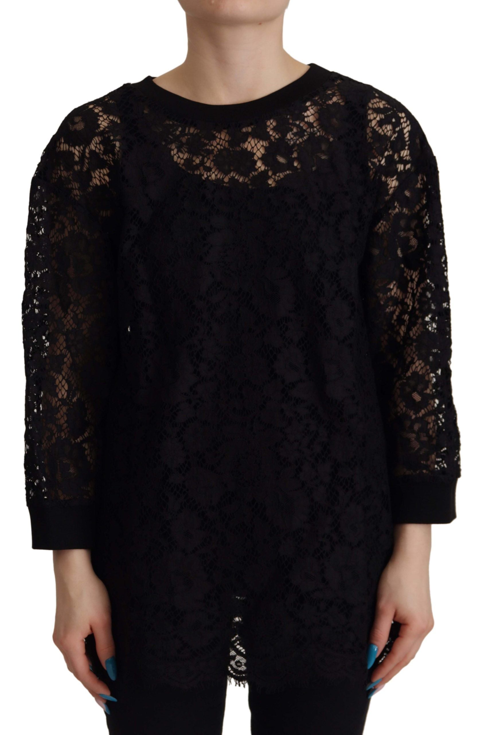 Dolce &amp; Gabbana Elegantes schwarzes Langarm-Bluse-Top