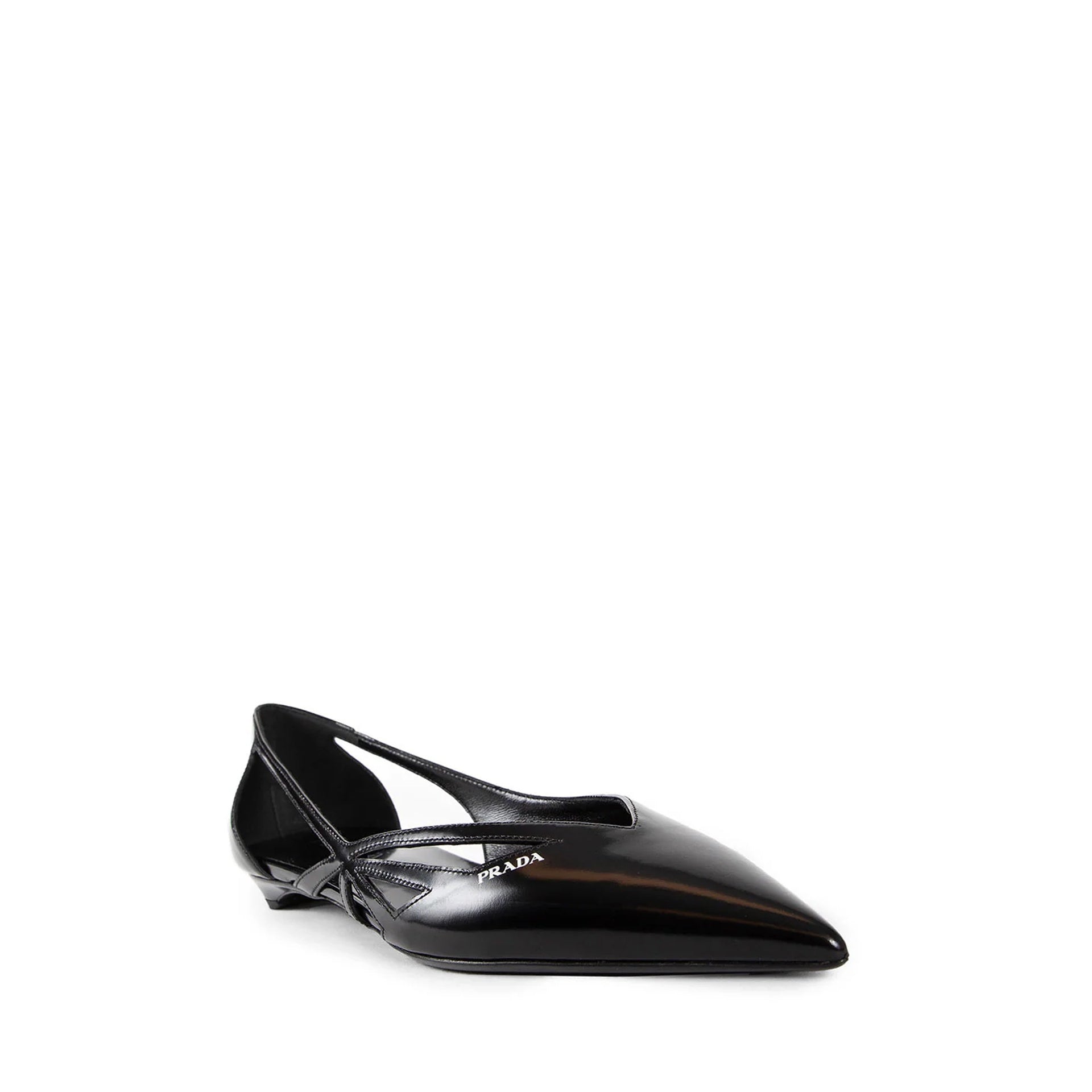 Prada Brushed Leather Cut-Out Ballerina Flats