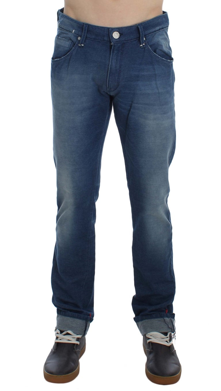 Acht Slim Fit Blue Wash Italienischer Denim