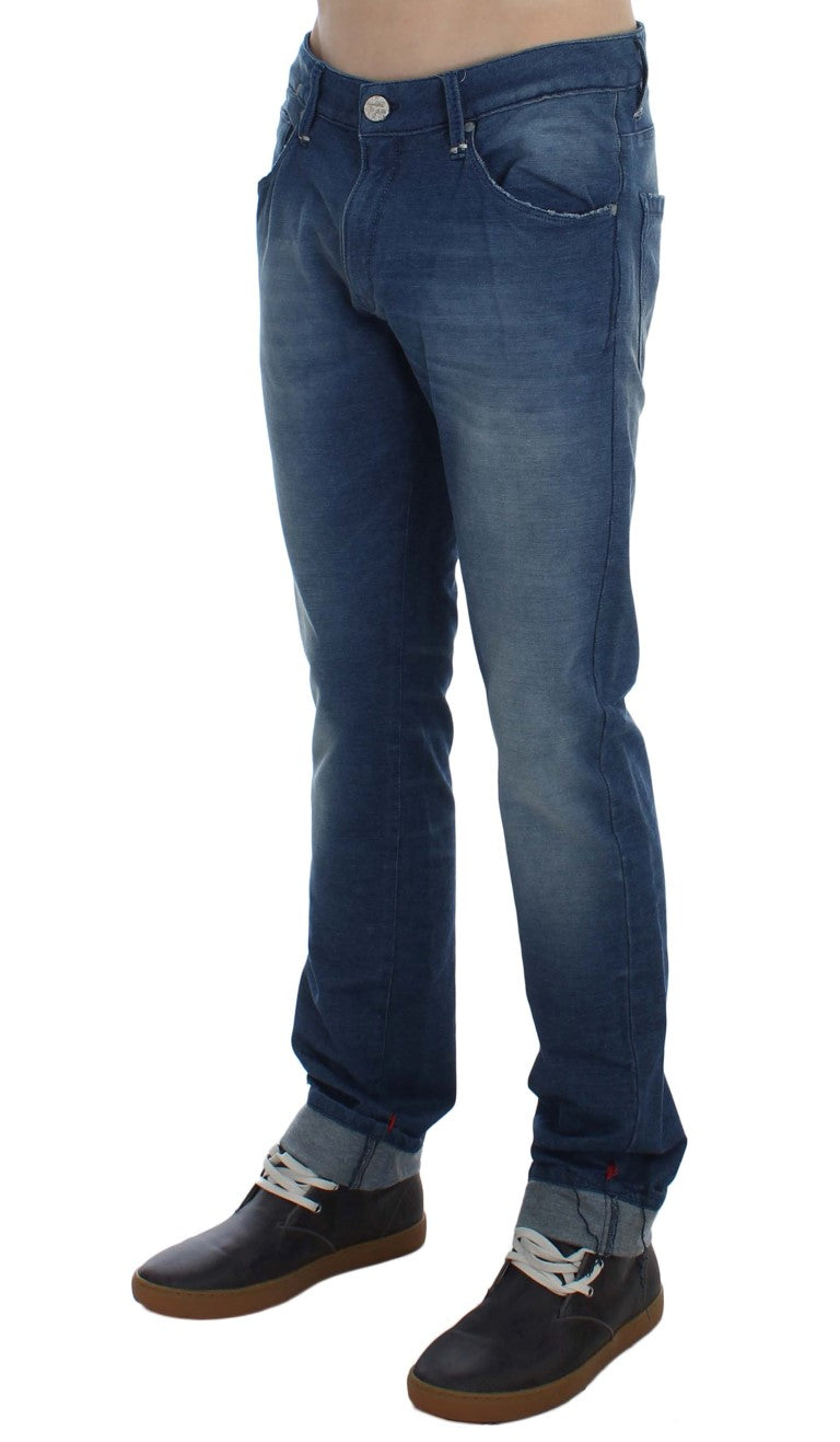 Acht Slim Fit Blue Wash Italienischer Denim