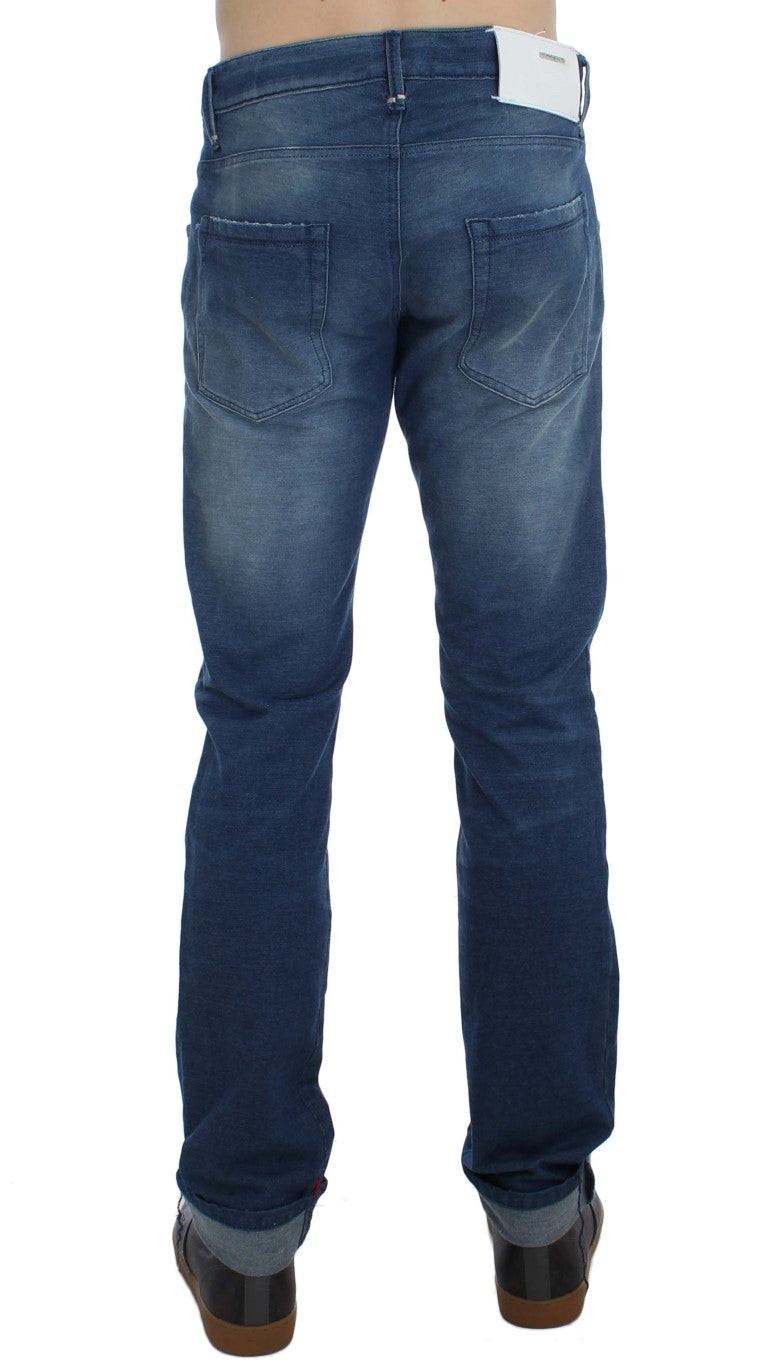 Acht Slim Fit Blue Wash Italienischer Denim