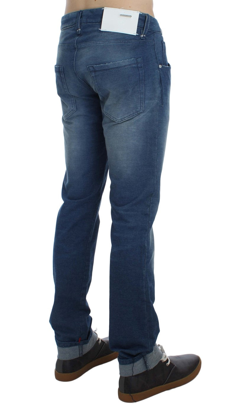 Acht Slim Fit Blue Wash Italienischer Denim