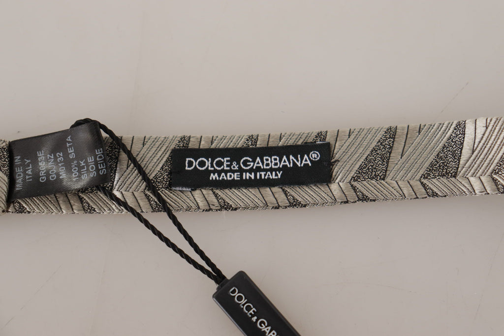 Dolce &amp; Gabbana Elegante graue Seidenfliege
