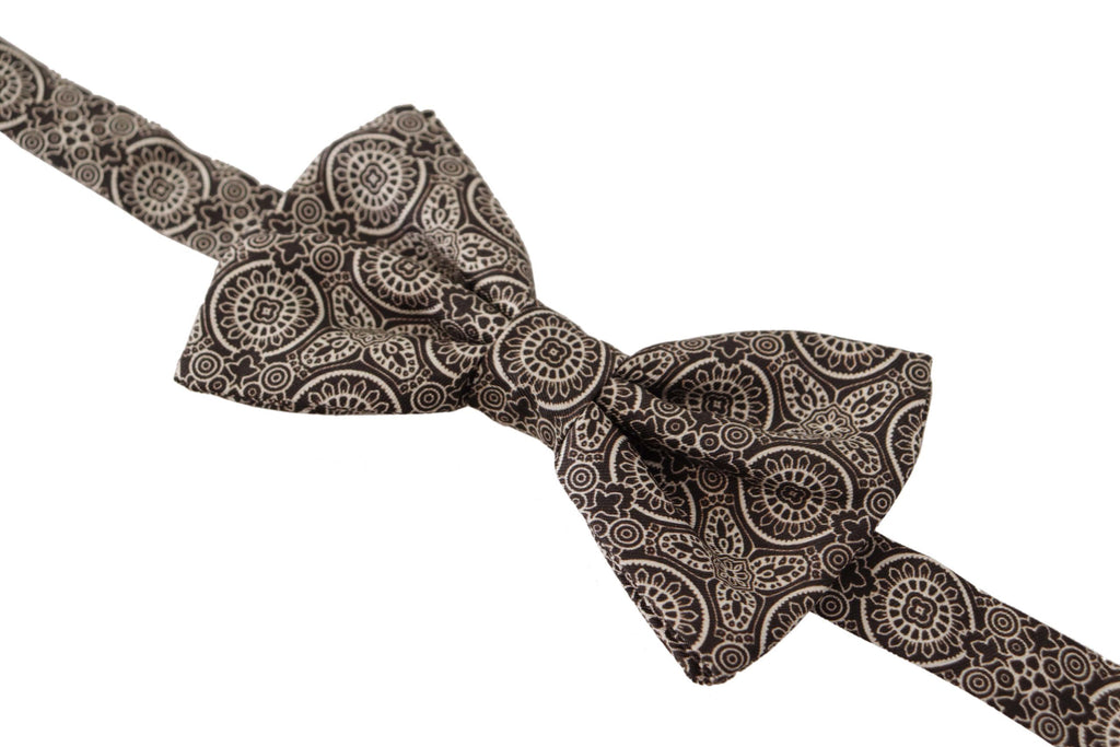 Dolce &amp; Gabbana Elegante schwarz-weiße Seidenfliege