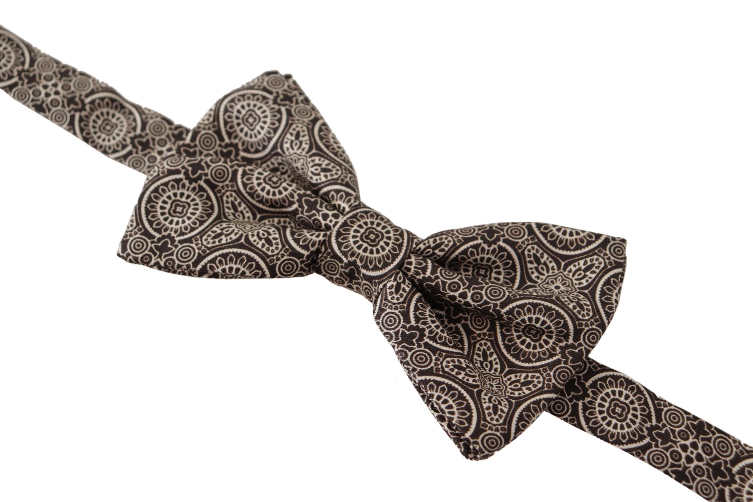 Dolce &amp; Gabbana Elegante schwarz-weiße Seidenfliege