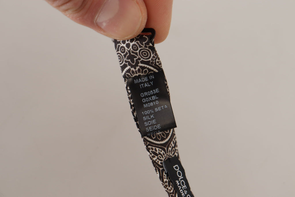 Dolce &amp; Gabbana Elegante schwarz-weiße Seidenfliege