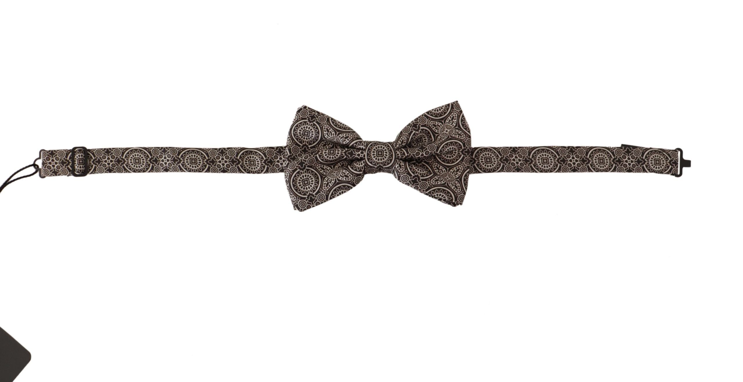 Dolce &amp; Gabbana Elegante schwarz-weiße Seidenfliege