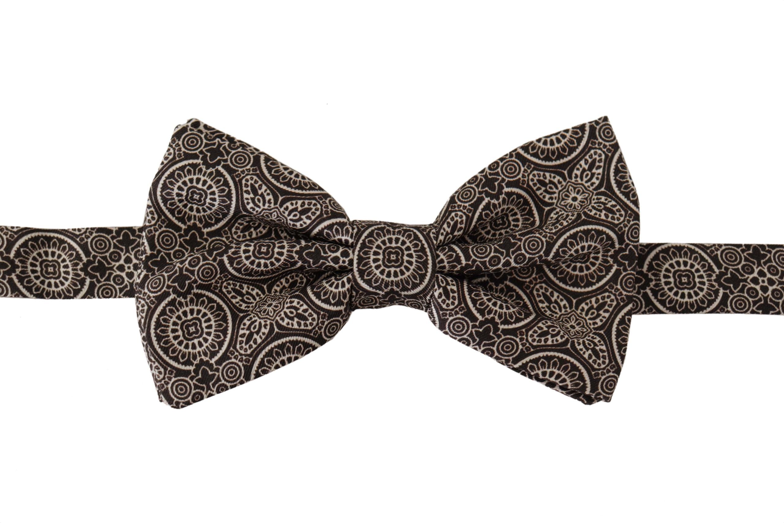 Dolce &amp; Gabbana Elegante schwarz-weiße Seidenfliege