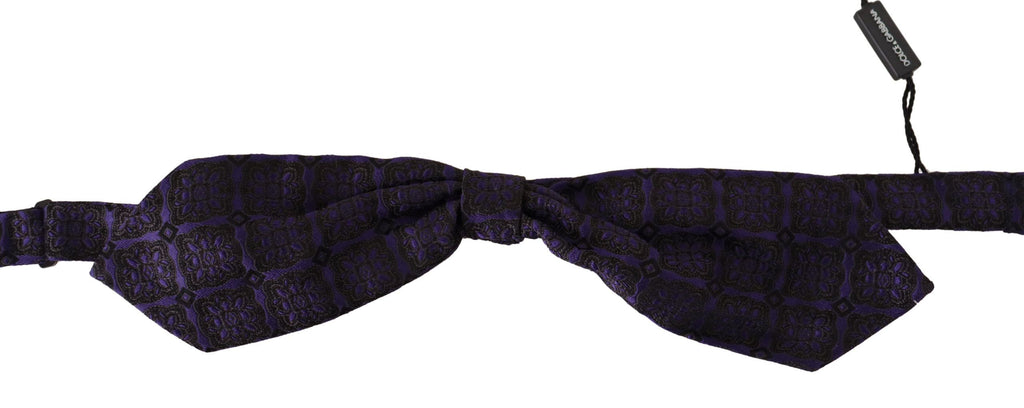 Dolce &amp; Gabbana Elegante blaue Fliege aus Seide mit geometrischem Muster