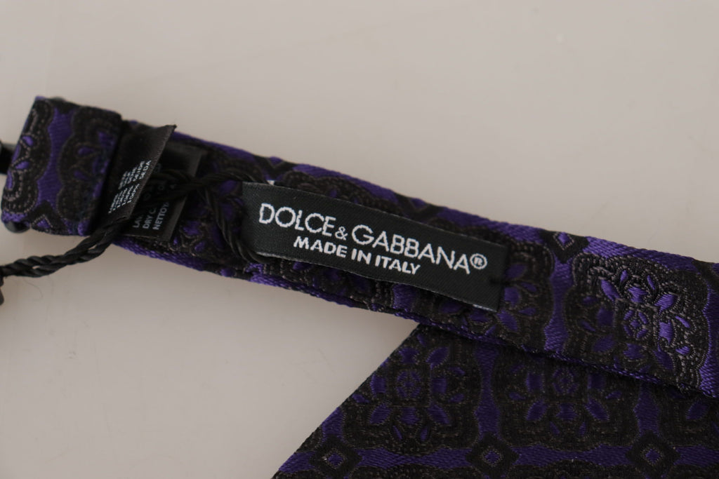 Dolce &amp; Gabbana Elegante blaue Fliege aus Seide mit geometrischem Muster