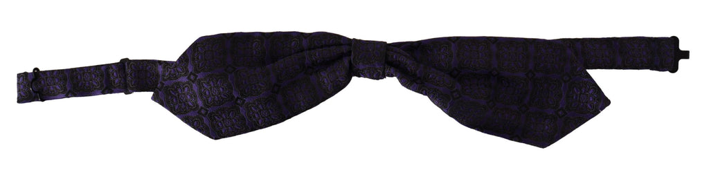 Dolce &amp; Gabbana Elegante blaue Fliege aus Seide mit geometrischem Muster