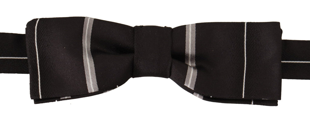 Dolce &amp; Gabbana Elegante Seidenfliege in Schwarz und Grau