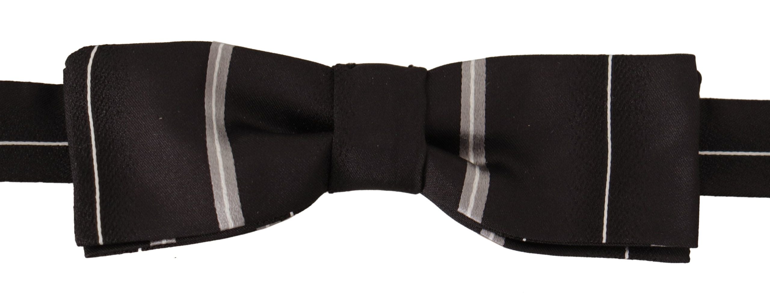 Dolce &amp; Gabbana Elegante Seidenfliege in Schwarz und Grau