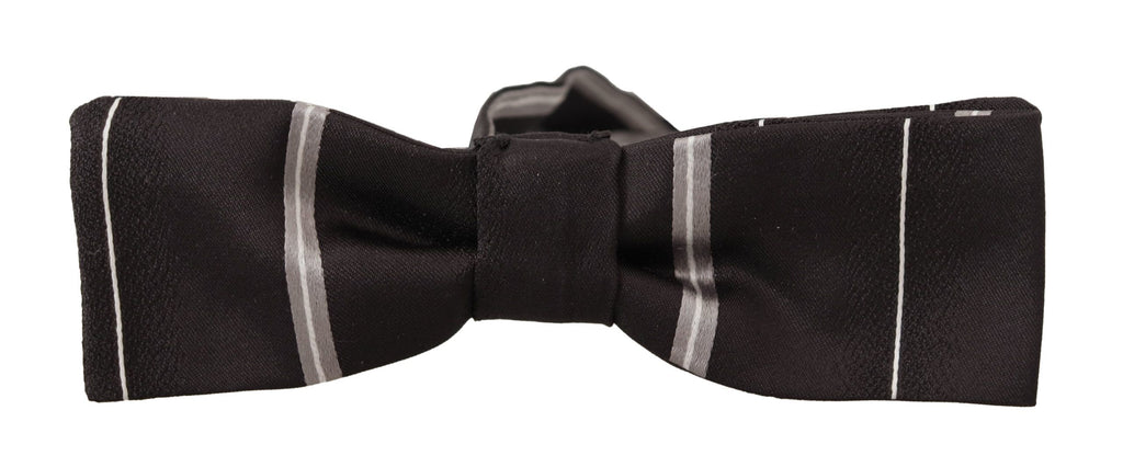 Dolce &amp; Gabbana Elegante Seidenfliege in Schwarz und Grau