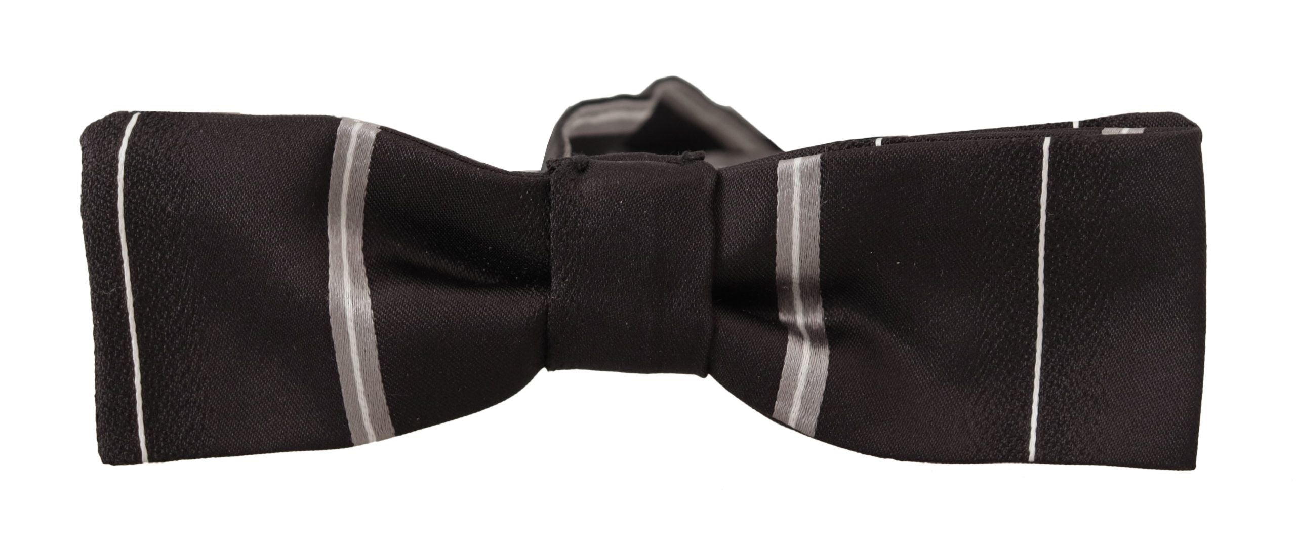 Dolce &amp; Gabbana Elegante Seidenfliege in Schwarz und Grau