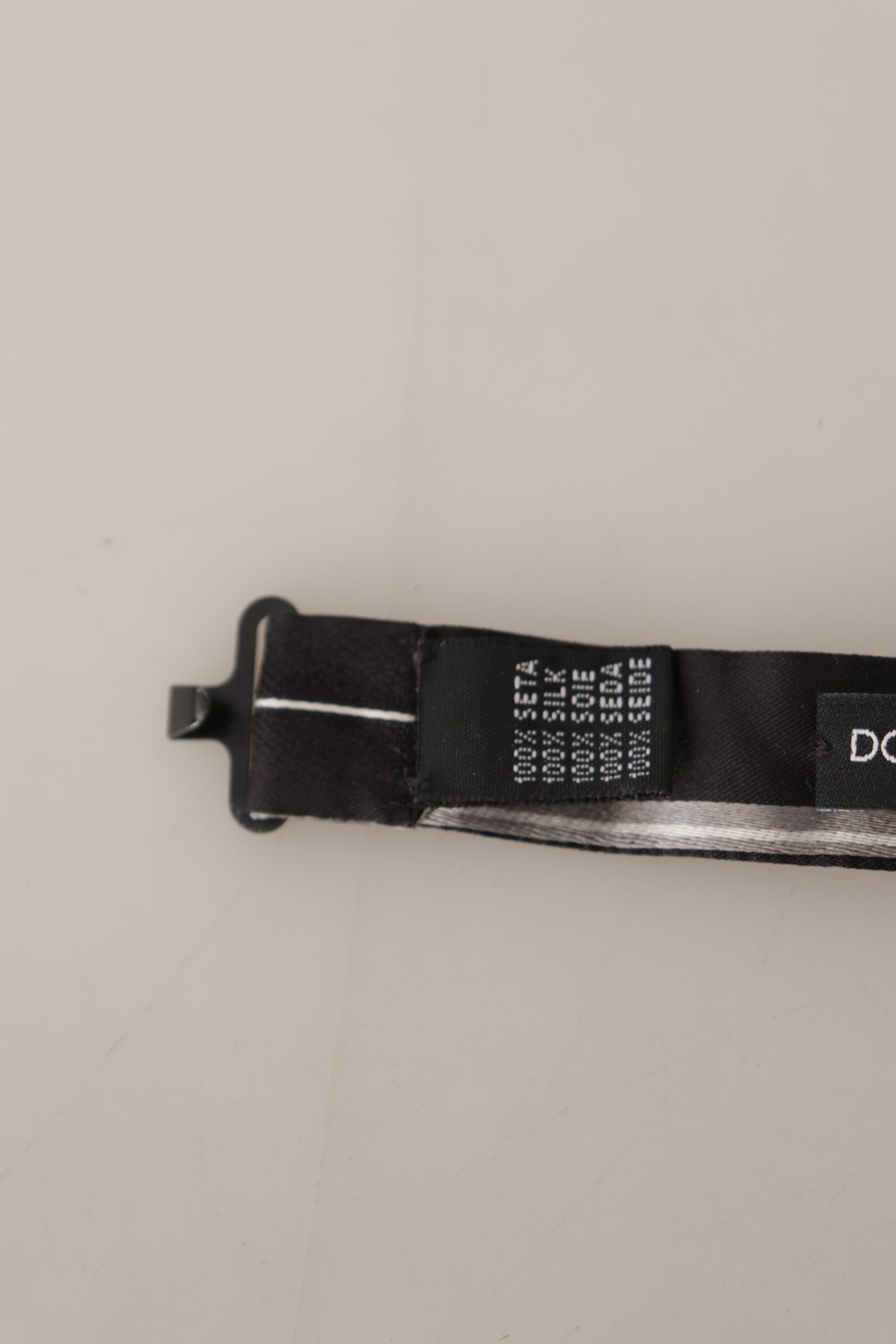 Dolce &amp; Gabbana Elegante Seidenfliege in Schwarz und Grau