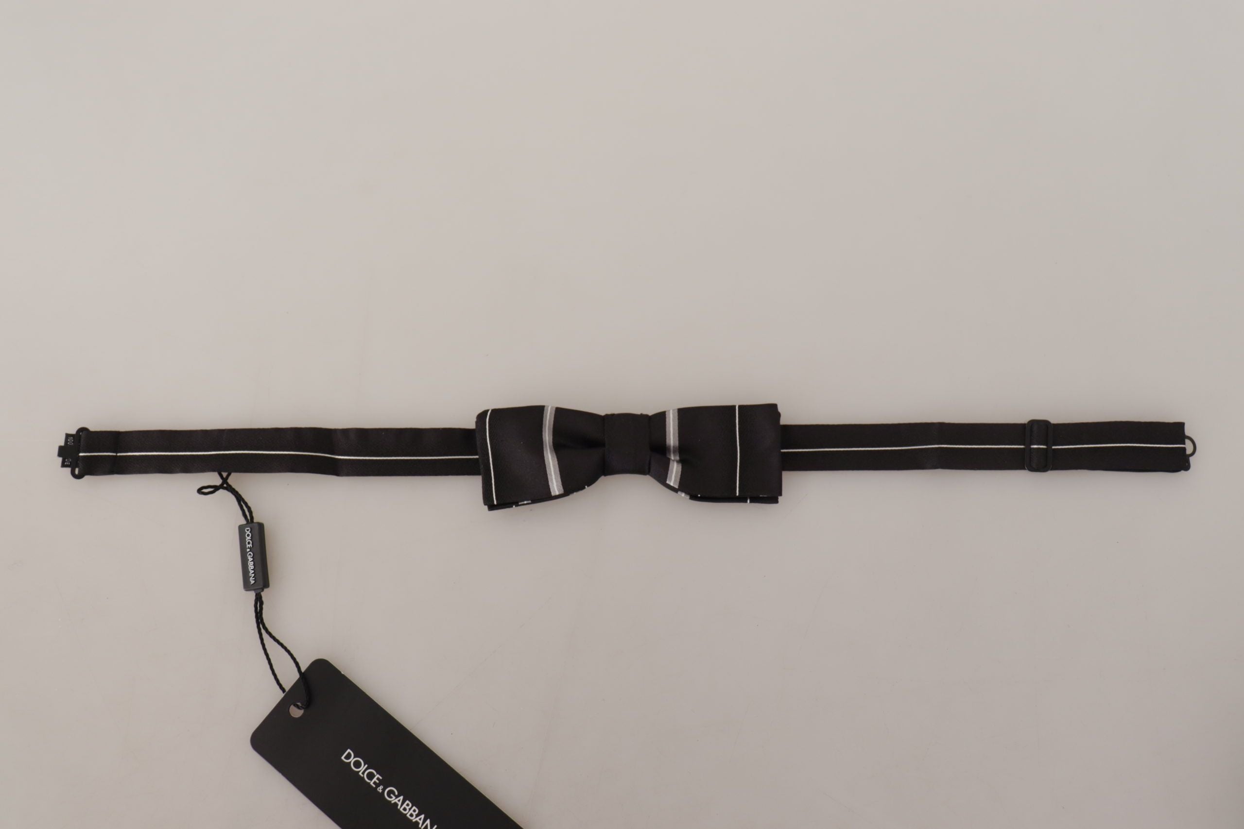 Dolce &amp; Gabbana Elegante Seidenfliege in Schwarz und Grau