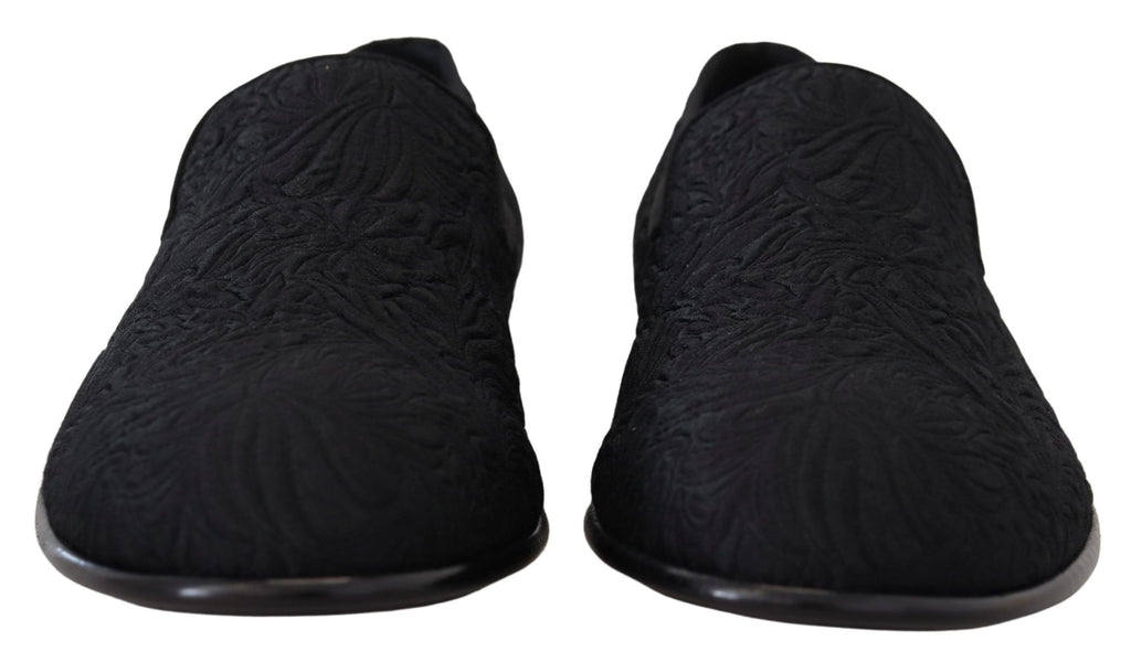 Dolce &amp; Gabbana – Elegante schwarze Jacquard-Loafer zum Hineinschlüpfen