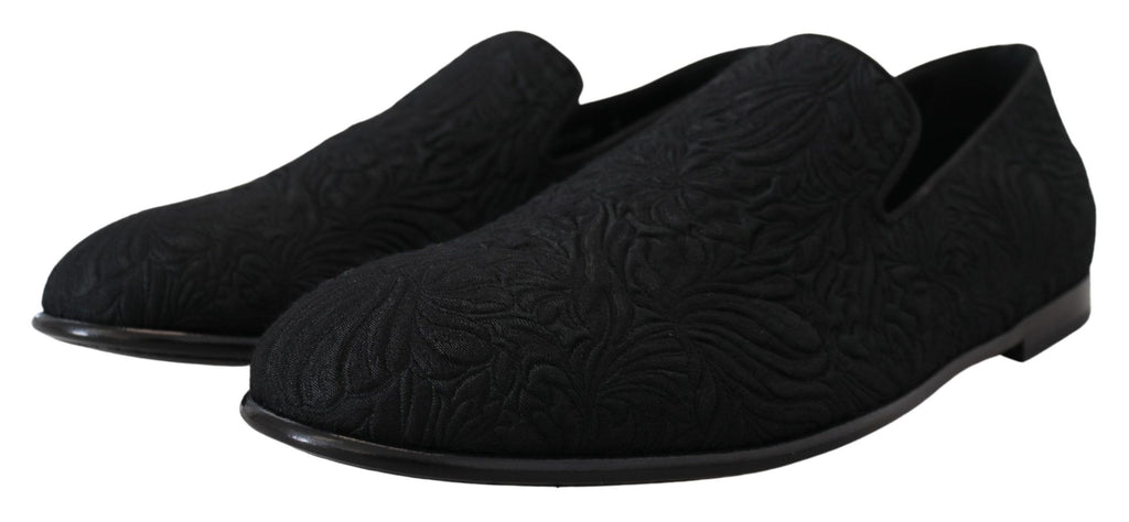 Dolce &amp; Gabbana – Elegante schwarze Jacquard-Loafer zum Hineinschlüpfen