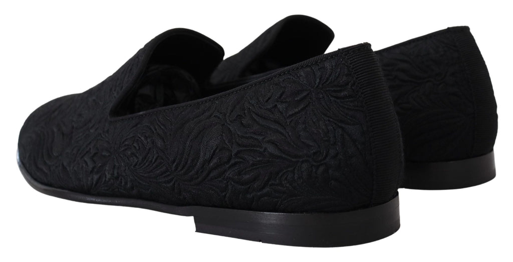 Dolce &amp; Gabbana – Elegante schwarze Jacquard-Loafer zum Hineinschlüpfen