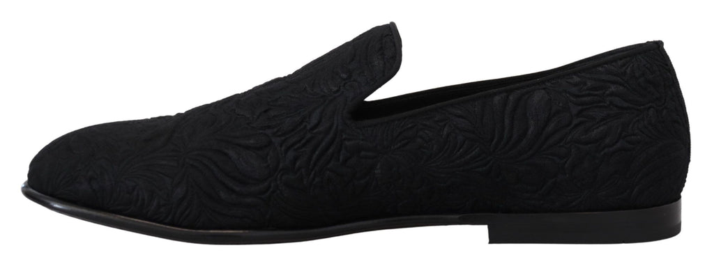 Dolce &amp; Gabbana – Elegante schwarze Jacquard-Loafer zum Hineinschlüpfen