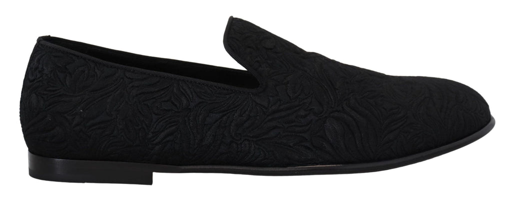 Dolce &amp; Gabbana – Elegante schwarze Jacquard-Loafer zum Hineinschlüpfen