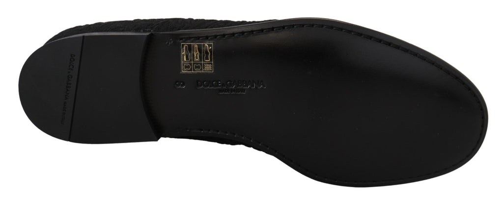 Dolce &amp; Gabbana – Elegante schwarze Jacquard-Loafer zum Hineinschlüpfen