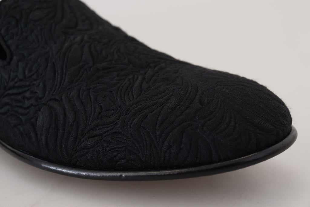 Dolce &amp; Gabbana – Elegante schwarze Jacquard-Loafer zum Hineinschlüpfen