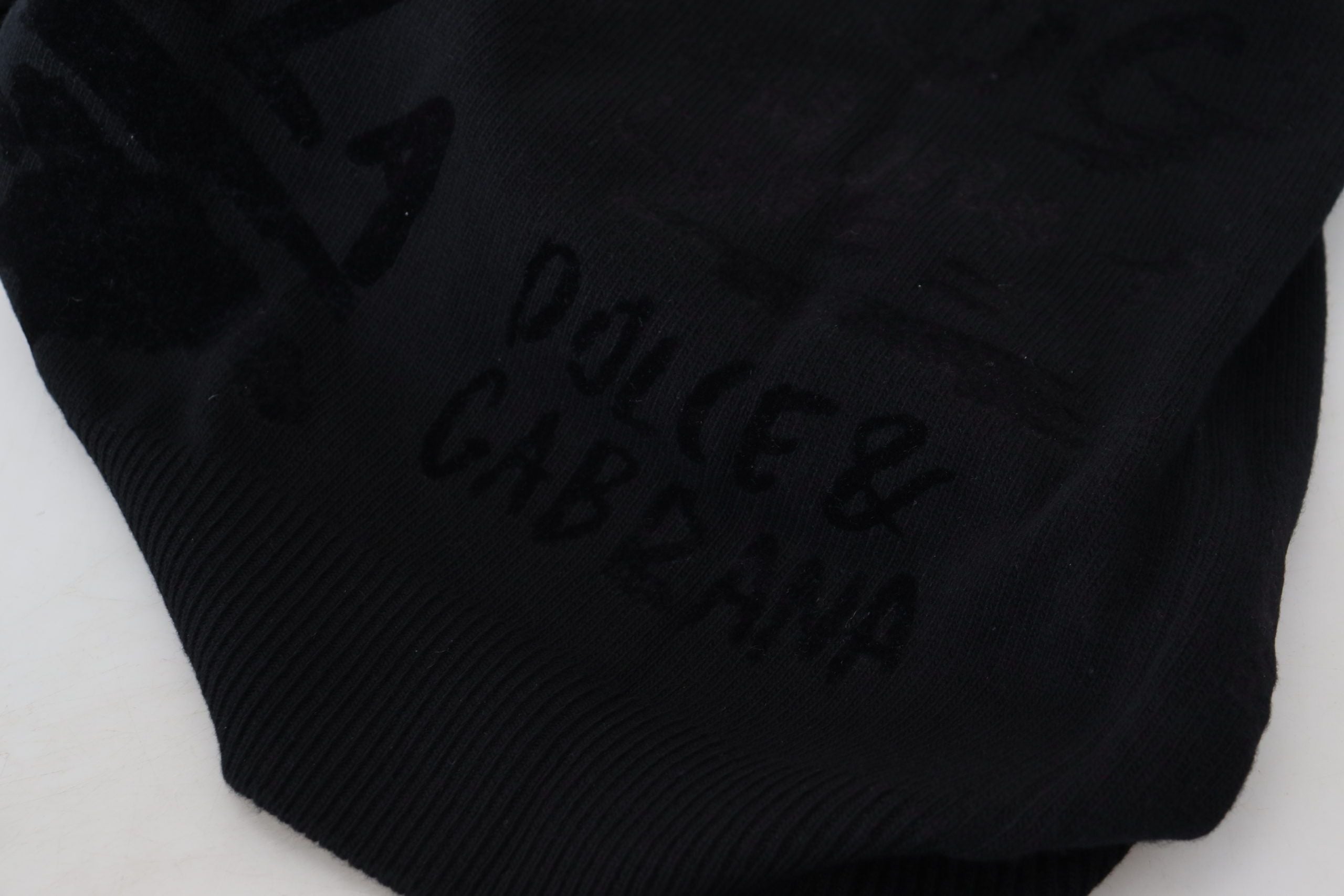Dolce &amp; Gabbana Eleganter schwarzer Wollpullover mit Logo