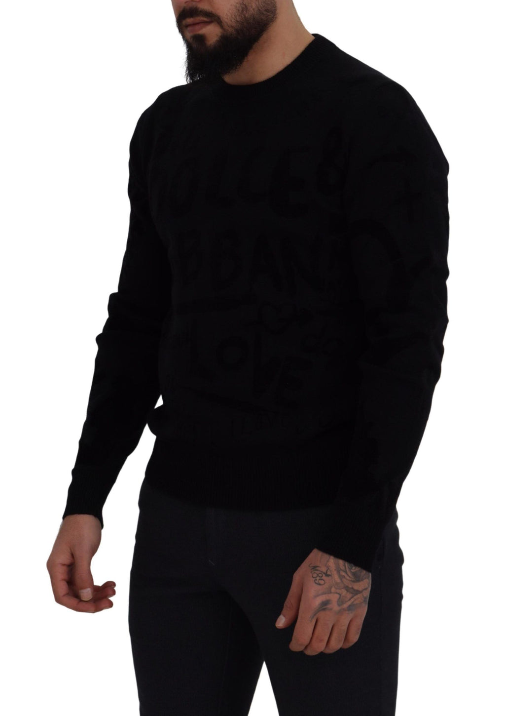Dolce &amp; Gabbana Eleganter schwarzer Wollpullover mit Logo