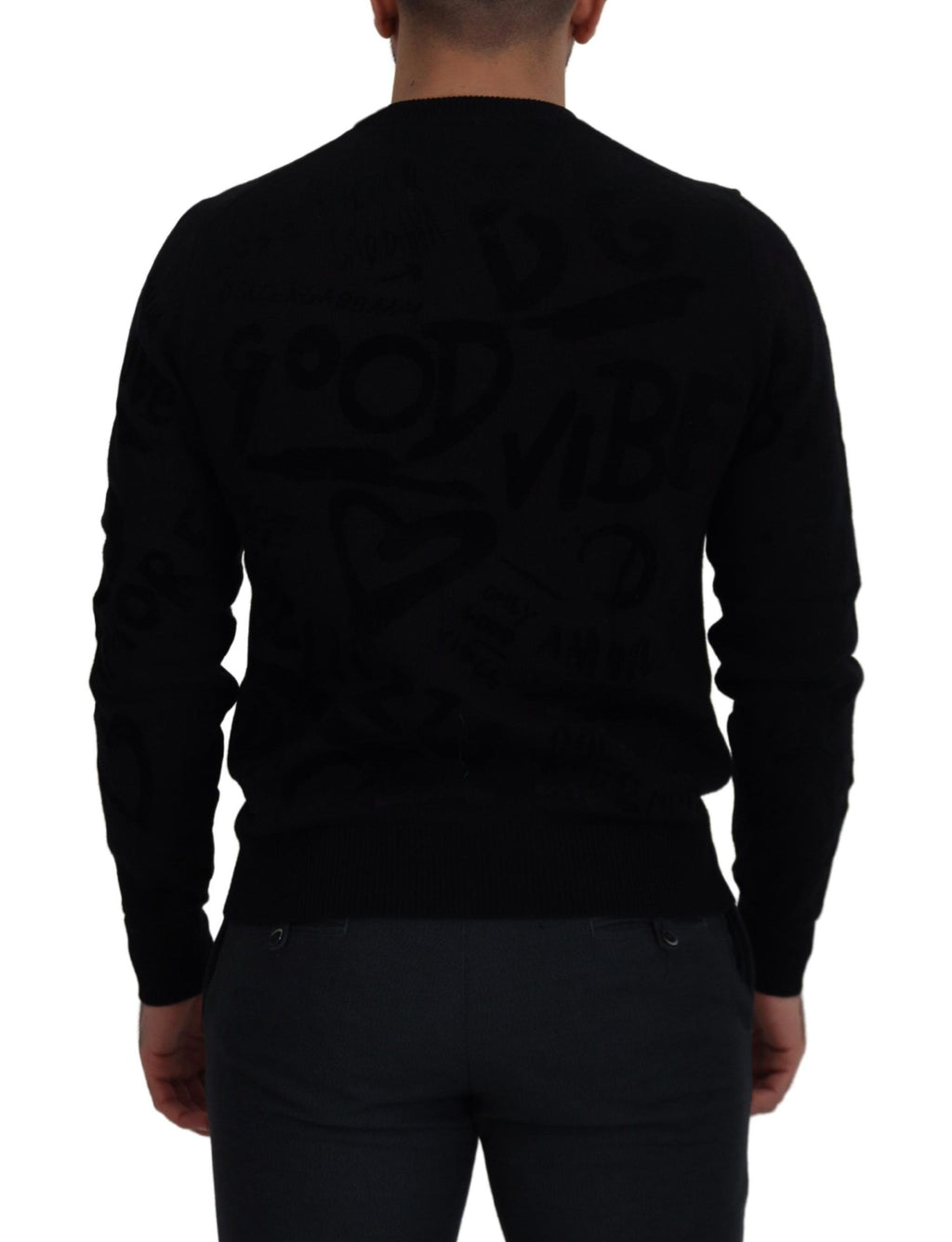 Dolce &amp; Gabbana Eleganter schwarzer Wollpullover mit Logo
