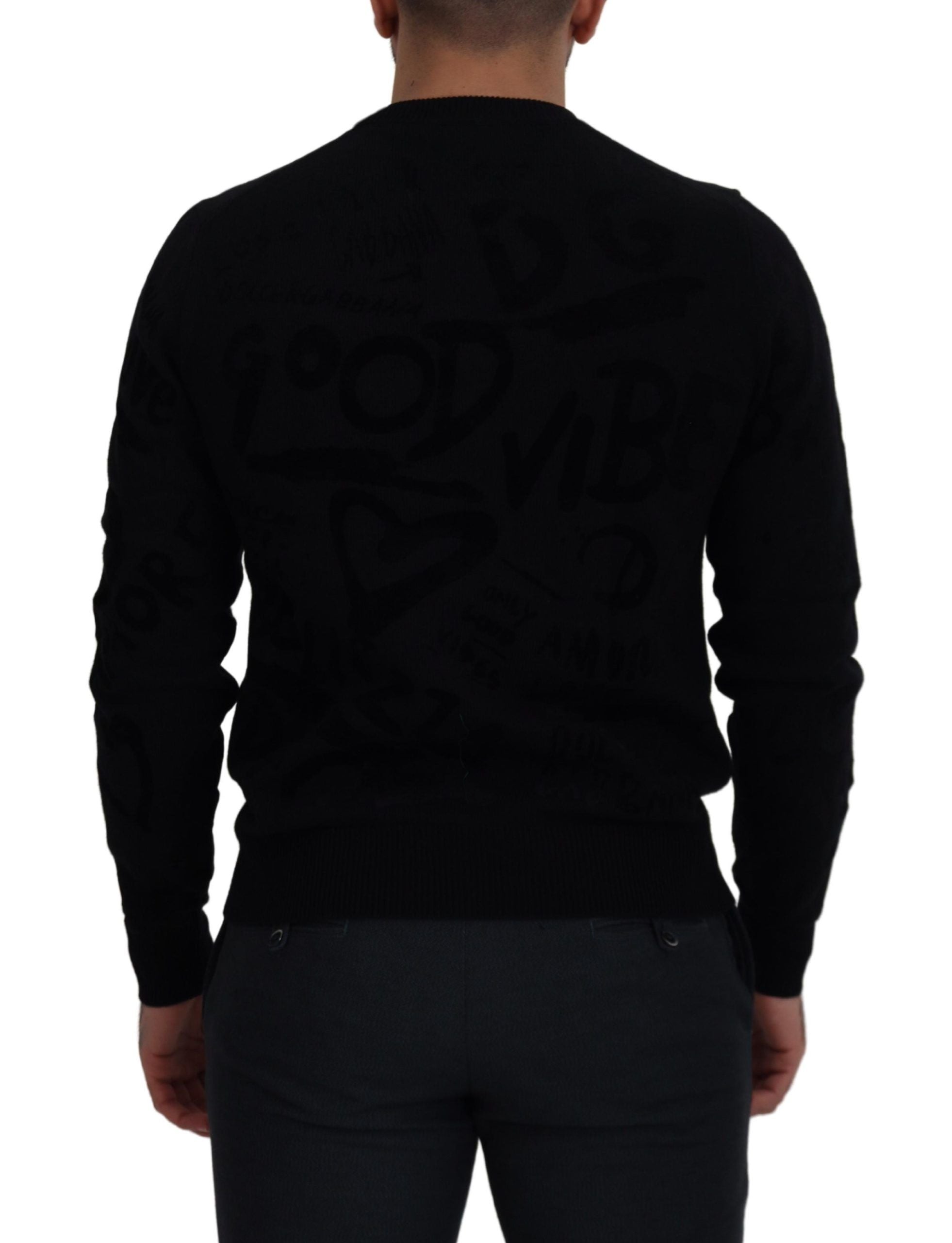Dolce &amp; Gabbana Eleganter schwarzer Wollpullover mit Logo