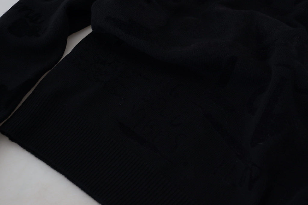 Dolce &amp; Gabbana Eleganter schwarzer Wollpullover mit Logo