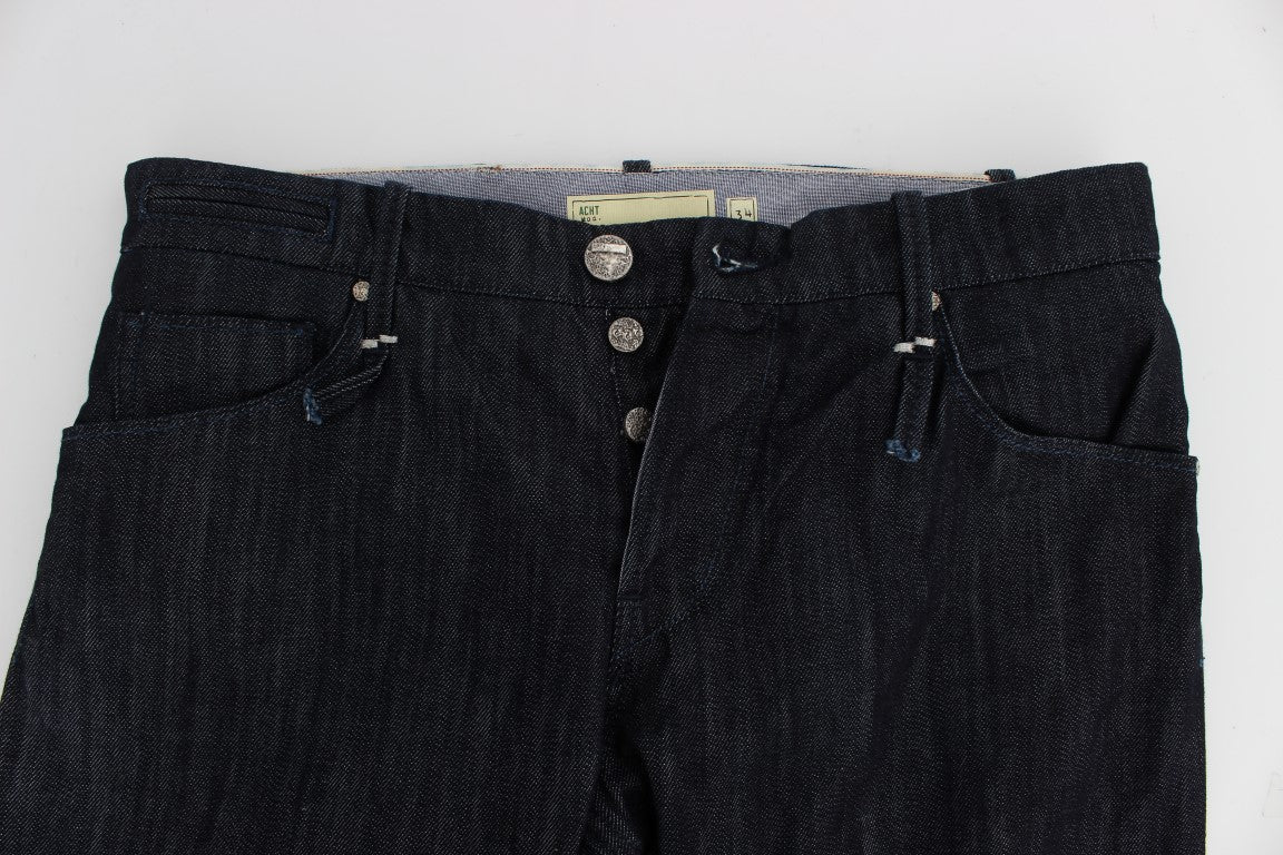 Acht Elegante Straight Fit Blaue Herren Jeans
