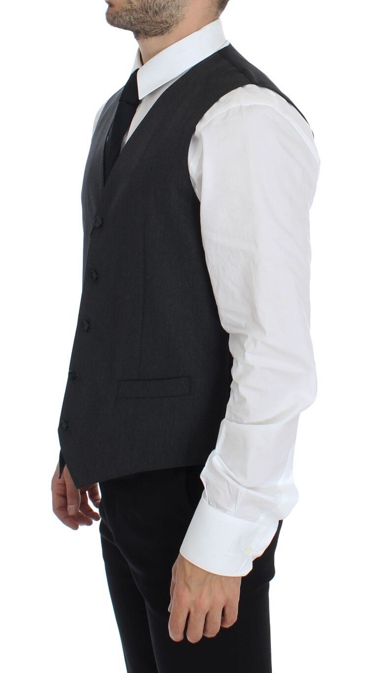 Dolce &amp; Gabbana Élégant gilet formel en laine grise