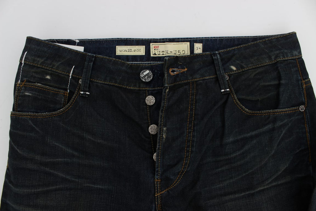 Acht Elegante Straight Fit Dunkelblaue Jeans